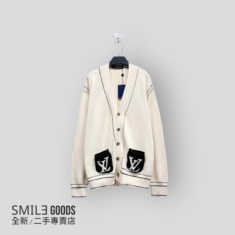 [SMILE] 【Louis Vuitton x Tyler】2024最新款 菲董 奶油色 線條口袋嵌花logo針織開衫