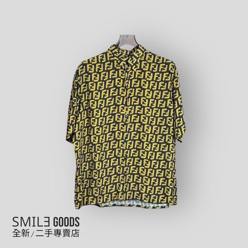 [SMILE] Fendi棕黃色字母滿印短袖襯衫