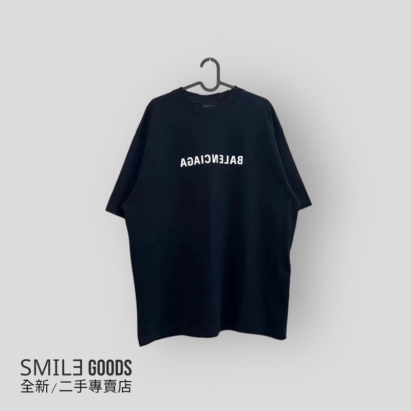 [SMILE] BALENCIAGA 新款黑色鏡面反轉字母logo短袖