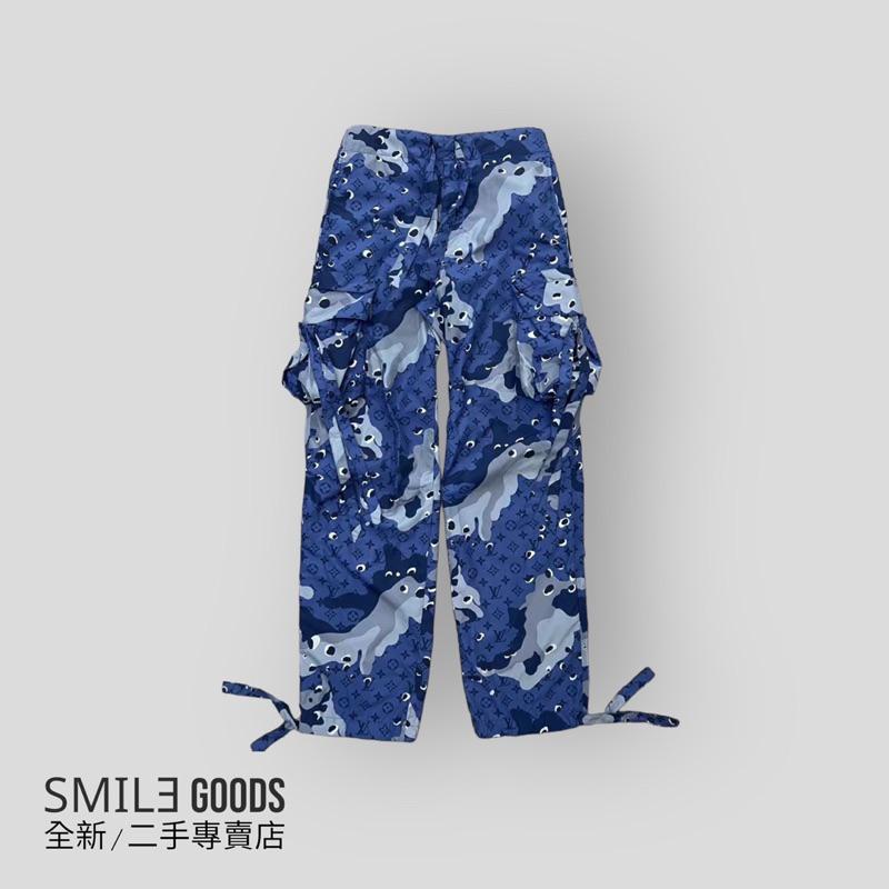 [SMILE] Louis Vuitton 藍色迷彩滿版老花綁帶工裝褲