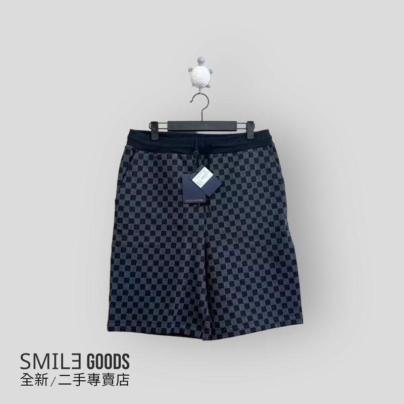 [SMILE] LOUIS VUITTON LV 黑灰色棋盤格滿logo短褲