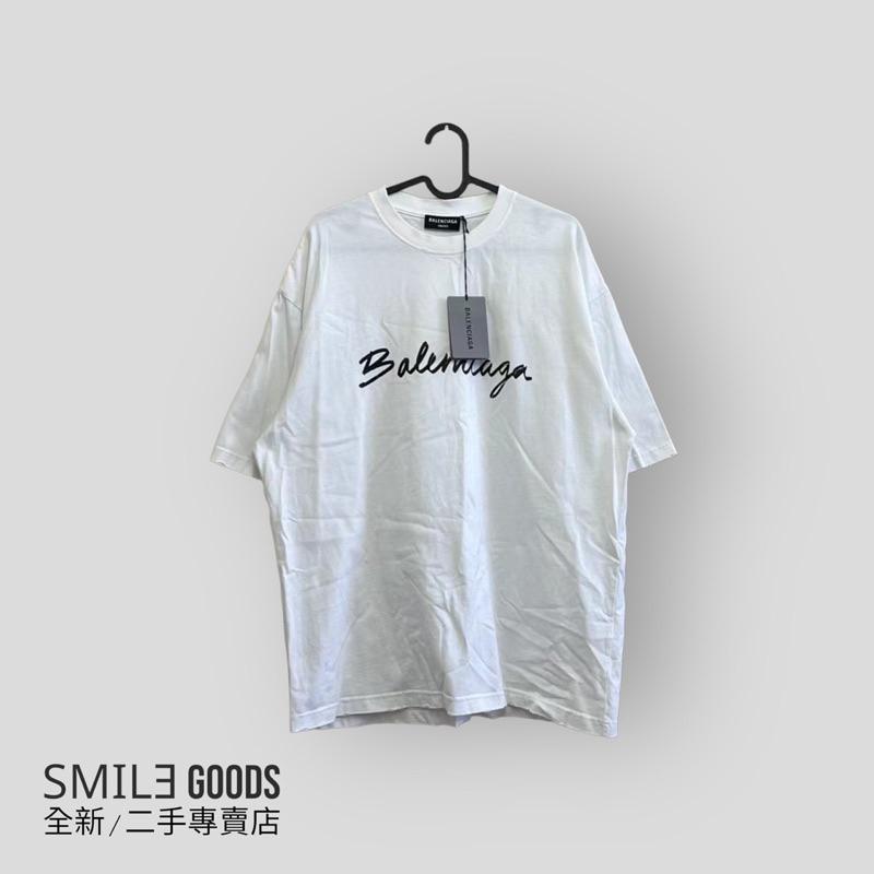 [SMILE] BALENCIAGA 白色草寫字母短袖