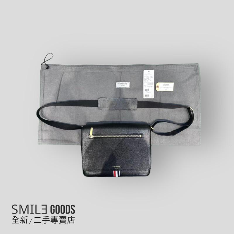 [SMILE] Thom browne tb經典款 拼接翻蓋黑色牛皮單肩郵差包
