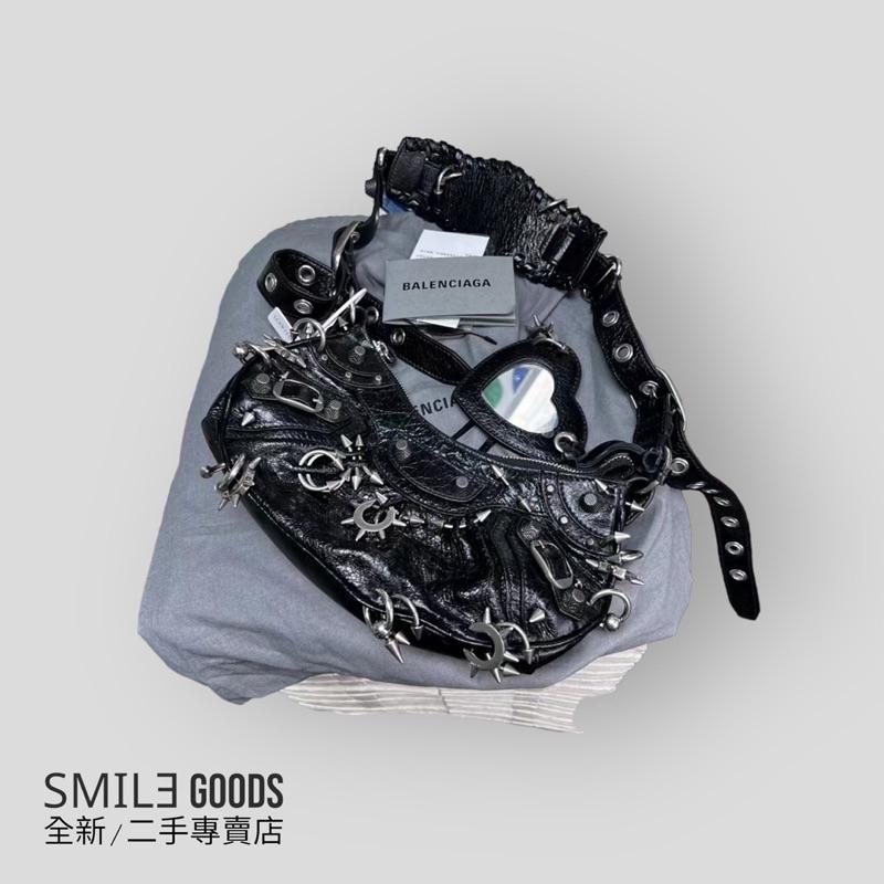 [SMILE] Balenciaga 24款 Le Cagole 黑色穿刺鉚釘單肩斜背包