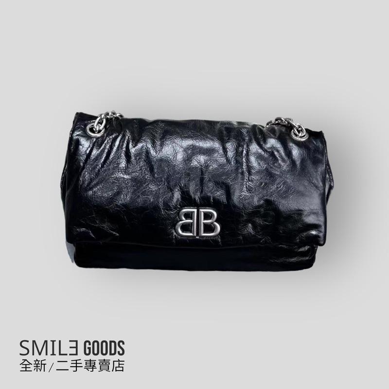[SMILE] Balenciaga Monaco Chain 銀色鏈條褶皺皮質枕頭包