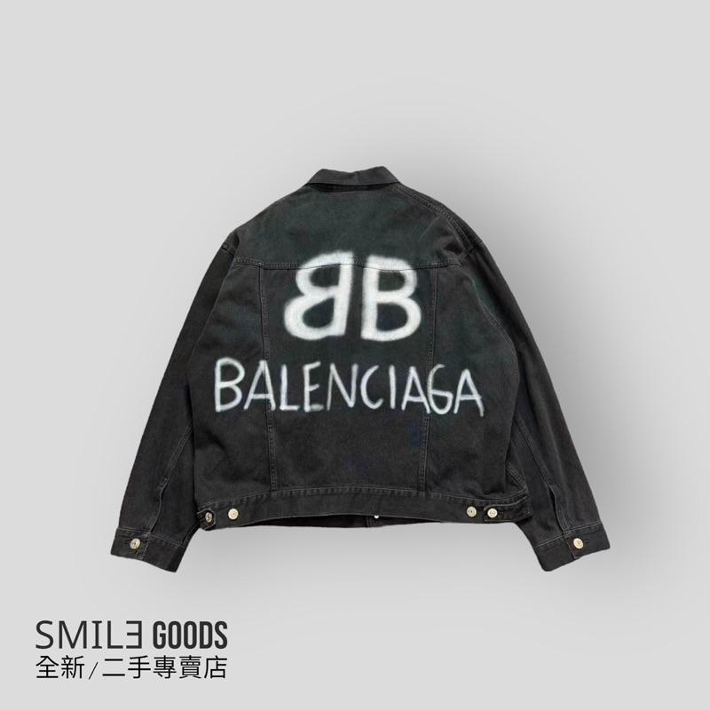 [SMILE] Balenciaga 黑色夜光做舊塗鴉logo牛仔外套