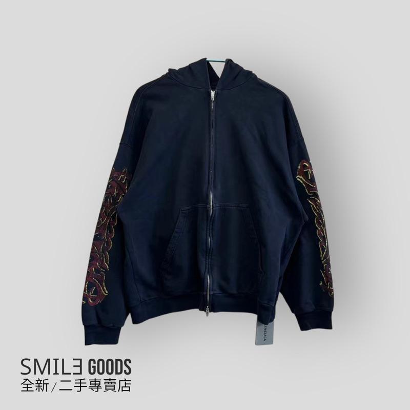 [SMILE] BALENCIAGA 黑灰色火焰字母側logo拉鍊外套