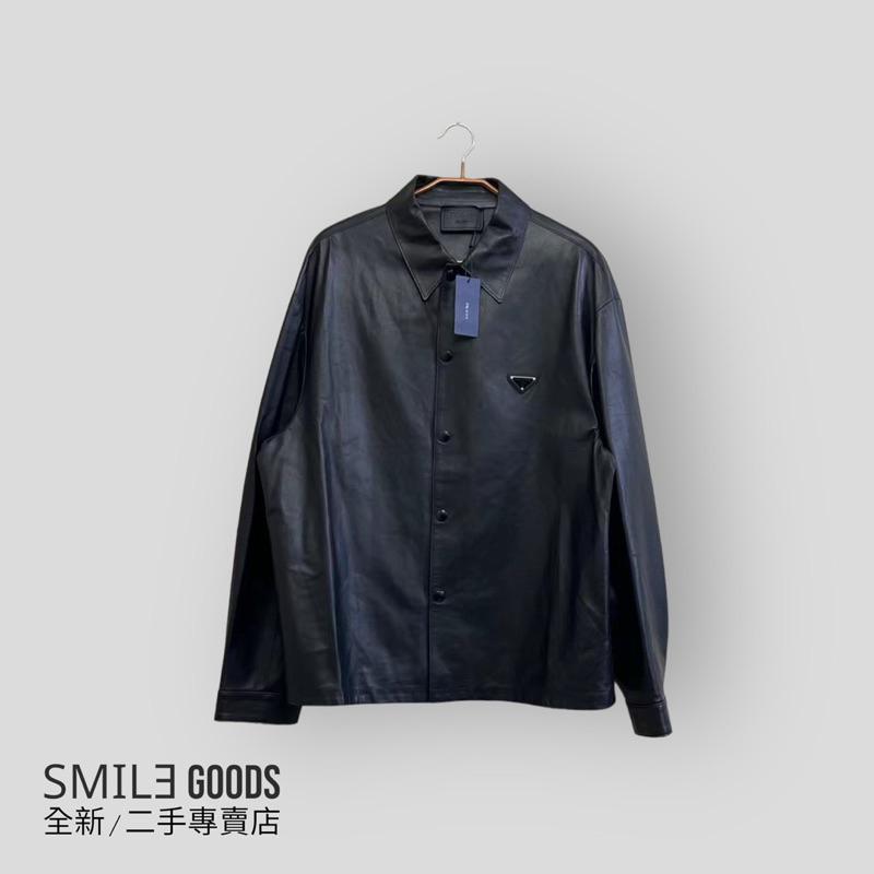 [SMILE] PRADA 黑色小羊皮三角標皮夾克