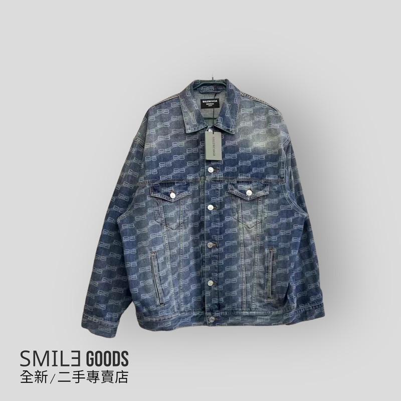 [SMILE] BALENCIAGA 新款藍色雙B鎖扣滿logo牛仔夾克