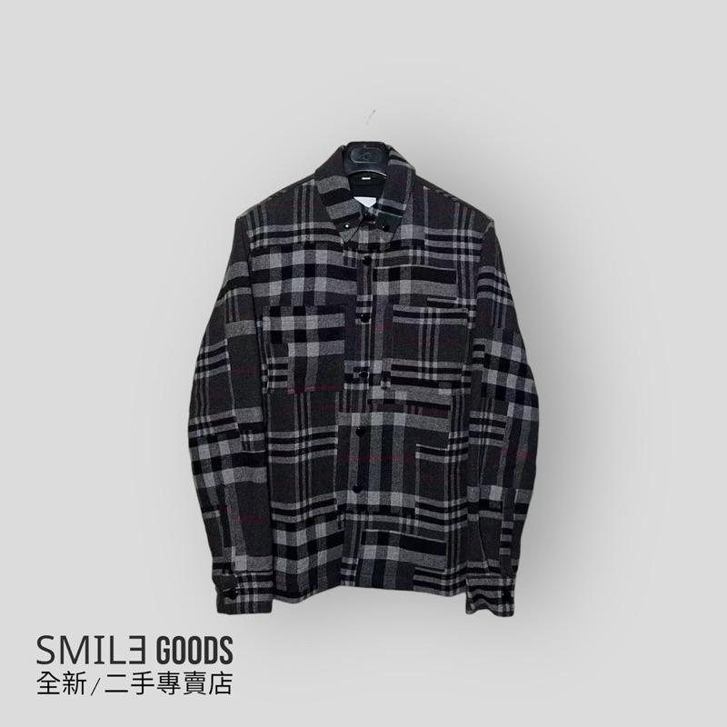 [SMILE] Burberry 灰黑拼接格紋羊毛外套