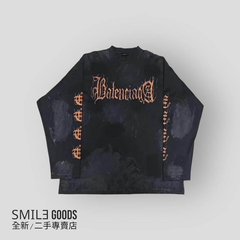 [SMILE] Balenciaga23fw寬鬆泥染梵文破壞長袖衛衣