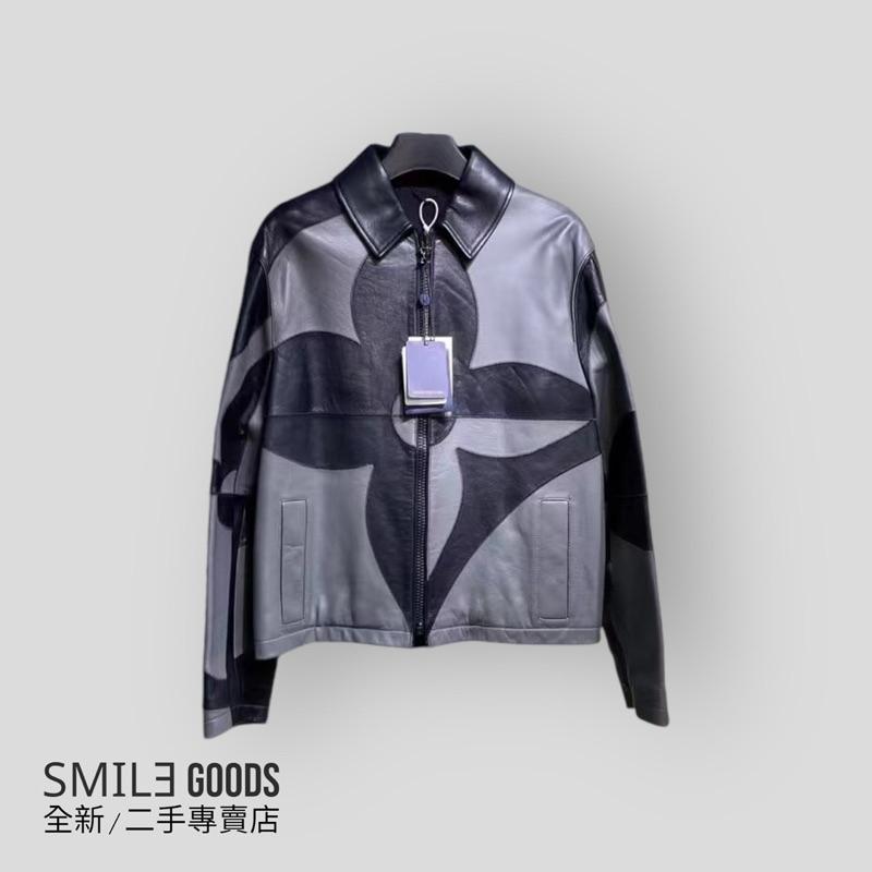 [SMILE] LV 三花 大logo 皮衣 夾克 黑灰拼接