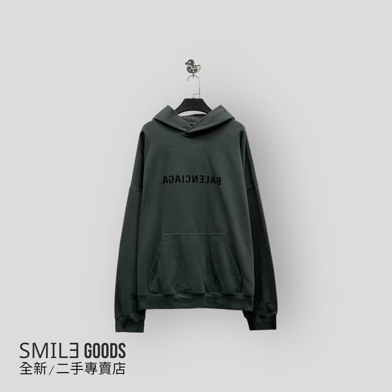 [SMILE] 【Balenciaga】巴黎世家 FW23新款 墨綠色 反轉鏡像字母logo帽衫