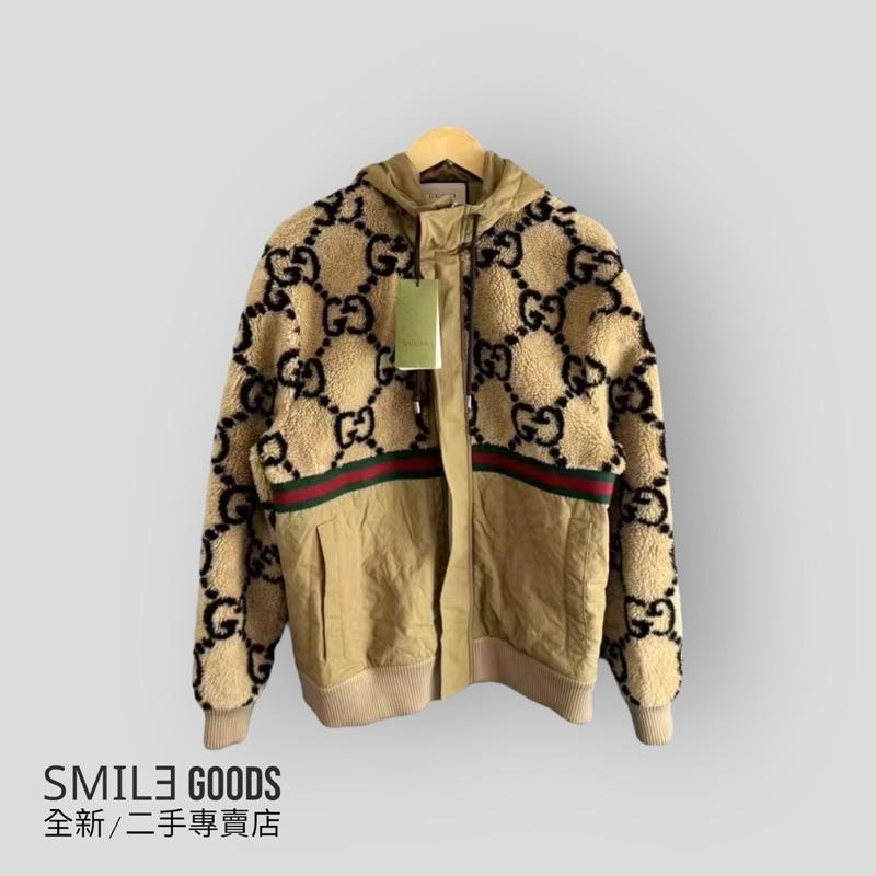 [SMILE] Gucci卡其色滿版羊羔絨拼接夾克
