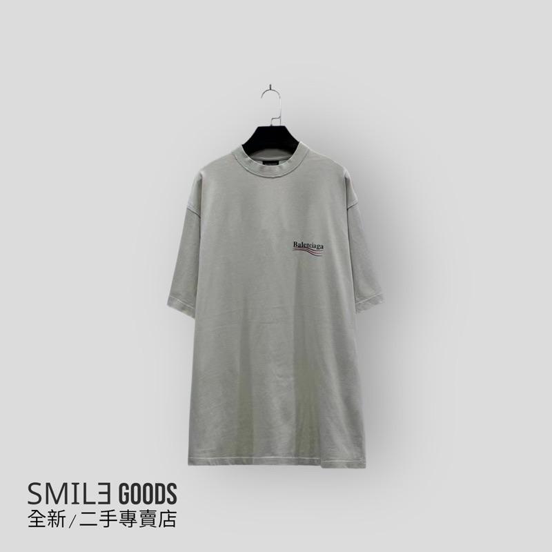 [SMILE] Balenciaga 巴黎世家 米色 奶灰色 可樂海浪logo小破壞做舊短袖