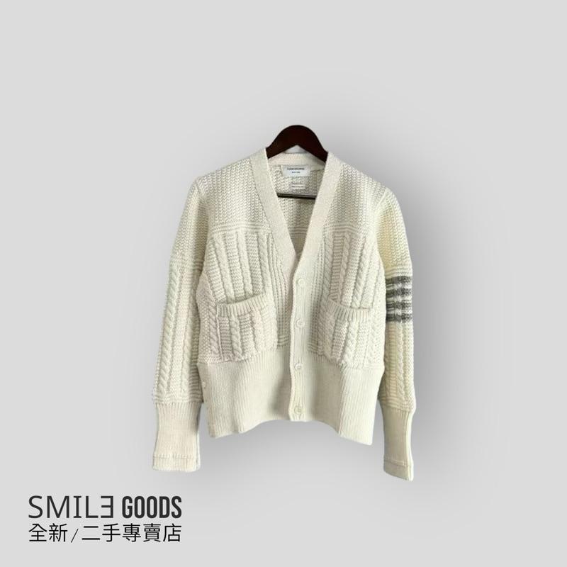[SMILE] Thom Browne TB米白色編織羊毛開衫