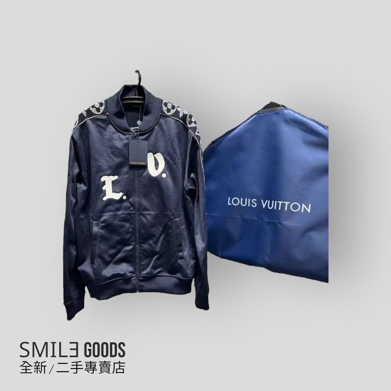 [SMILE] Louis Vuitton 手臂提花滿logo 海軍藍胸前刺繡logo字母 拉鍊夾克