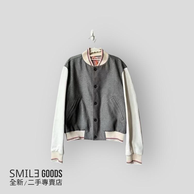 [SMILE] thom browne 羊絨拼皮字母棒球外套