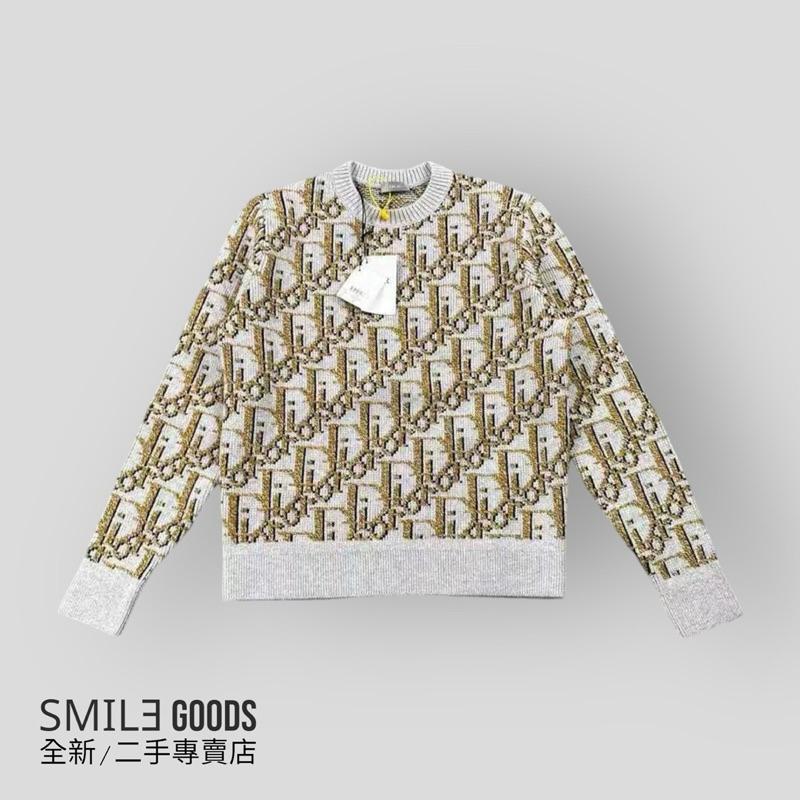 [SMILE] DIOR 米黃色字母Logo嵌花圓領長袖毛衣