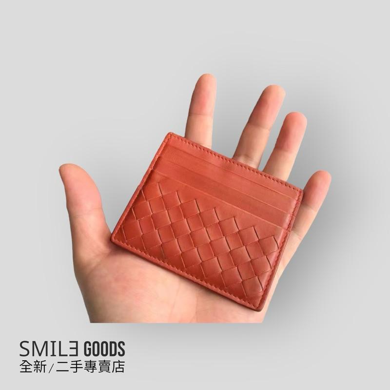 [SMILE] BOTTEGA VENETA橘色編織雙面卡包