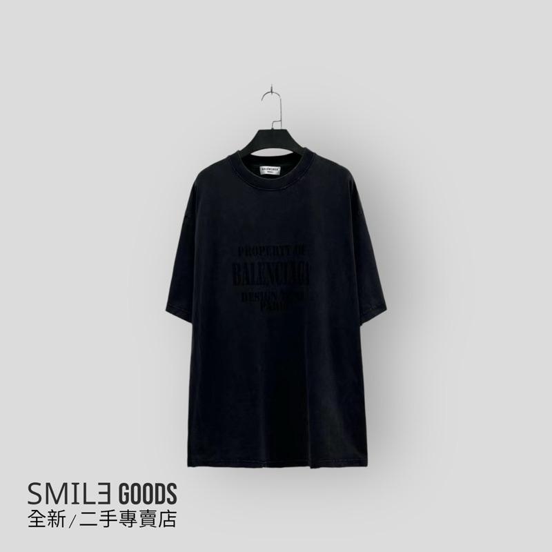 [SMILE] 【Balenciaga】巴黎世家 新款 水洗做舊黑色 字母logo短袖