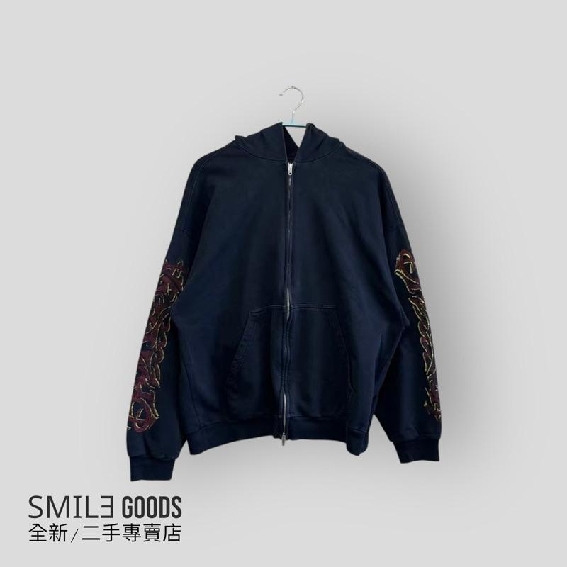 [SMILE] BALENCIAGA 黑灰色火焰字母側logo拉鍊外套