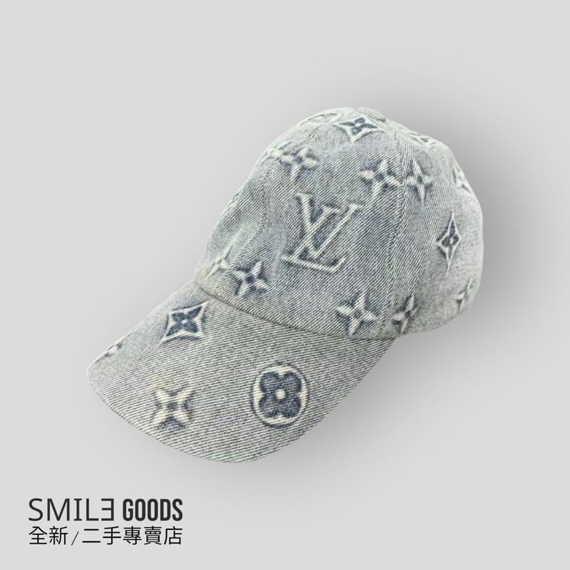 [SMILE] Louis Vuitton Monogram浮雕暗紋 logo Washed Denim 鴨舌帽 藍色