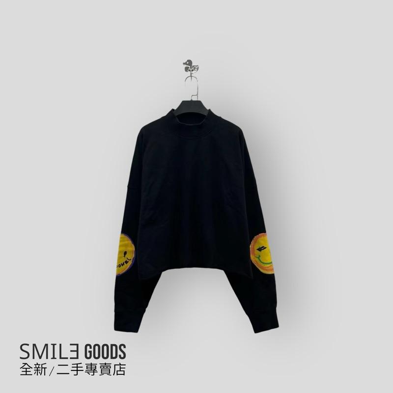 [SMILE] We11done 黑色笑臉字母logo短款衛衣