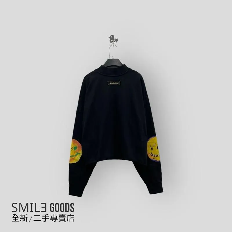 [SMILE] We11done 黑色笑臉字母logo短款衛衣