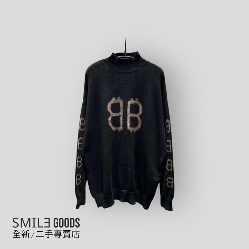 [SMILE] Balenciaga 前後手臂刺繡雙B logo 黑色針織毛衣