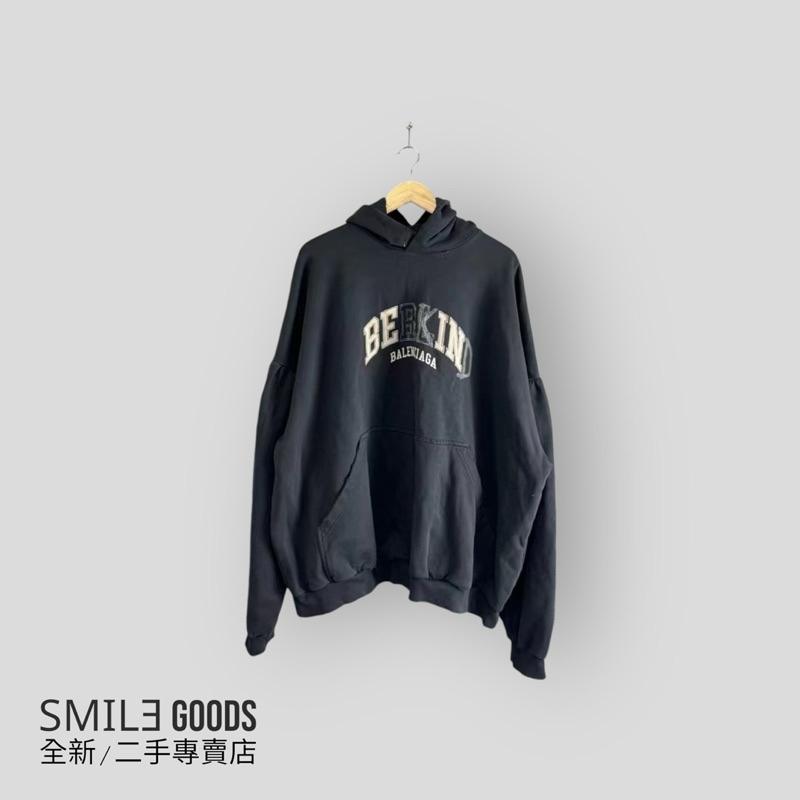 [SMILE] Balenciaga黑灰色BERKIND破壞刺繡帽衫