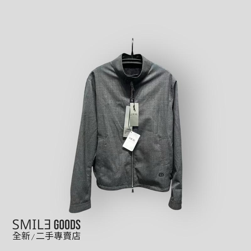 [SMILE] Dior 經典爆款 下擺黑色金屬logo千鳥格立領灰色夾克
