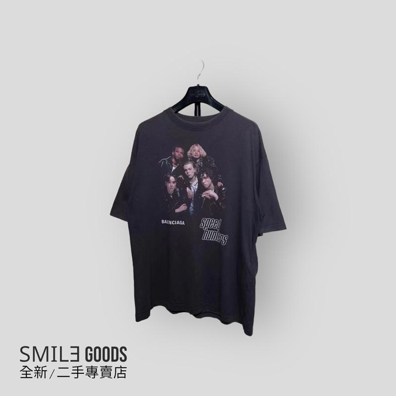 [SMILE] Balenciaga黑色Speed做舊樂隊字母短袖