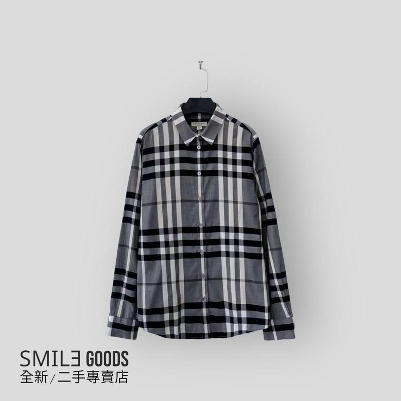 [SMILE] Burberry煙灰色大格紋長袖襯衫外套