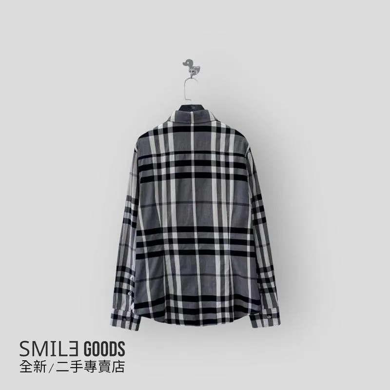 [SMILE] Burberry煙灰色大格紋長袖襯衫外套