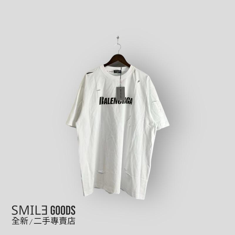 [SMILE] Balenciaga白色裂紋破洞短袖