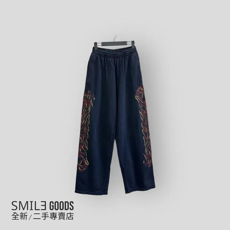 [SMILE] BALENCIAGA 黑灰色火焰字母側logo長褲