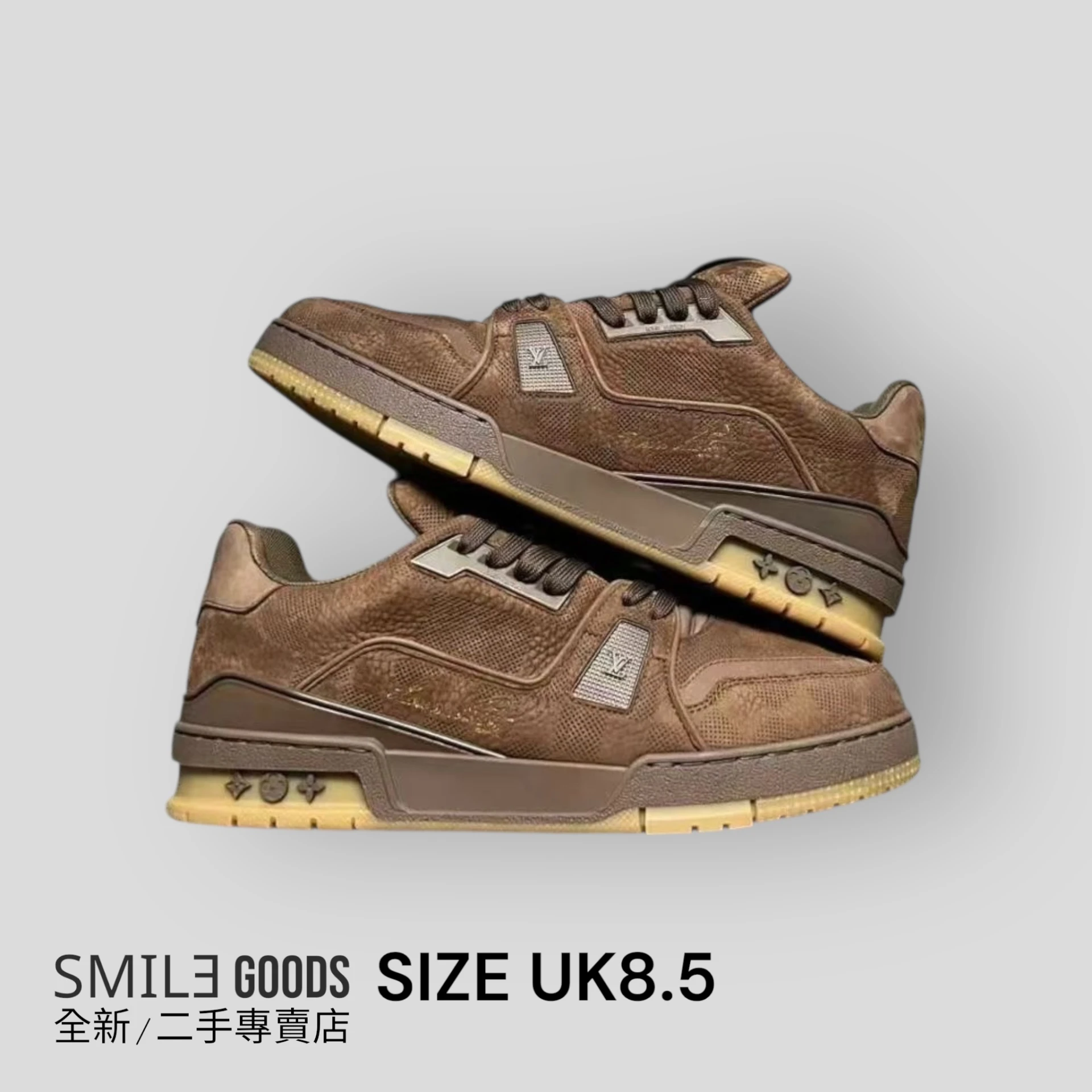 [SMILE]LOUIS VUITTON LV TRAINER DAMIER 壓紋麂皮 深棕