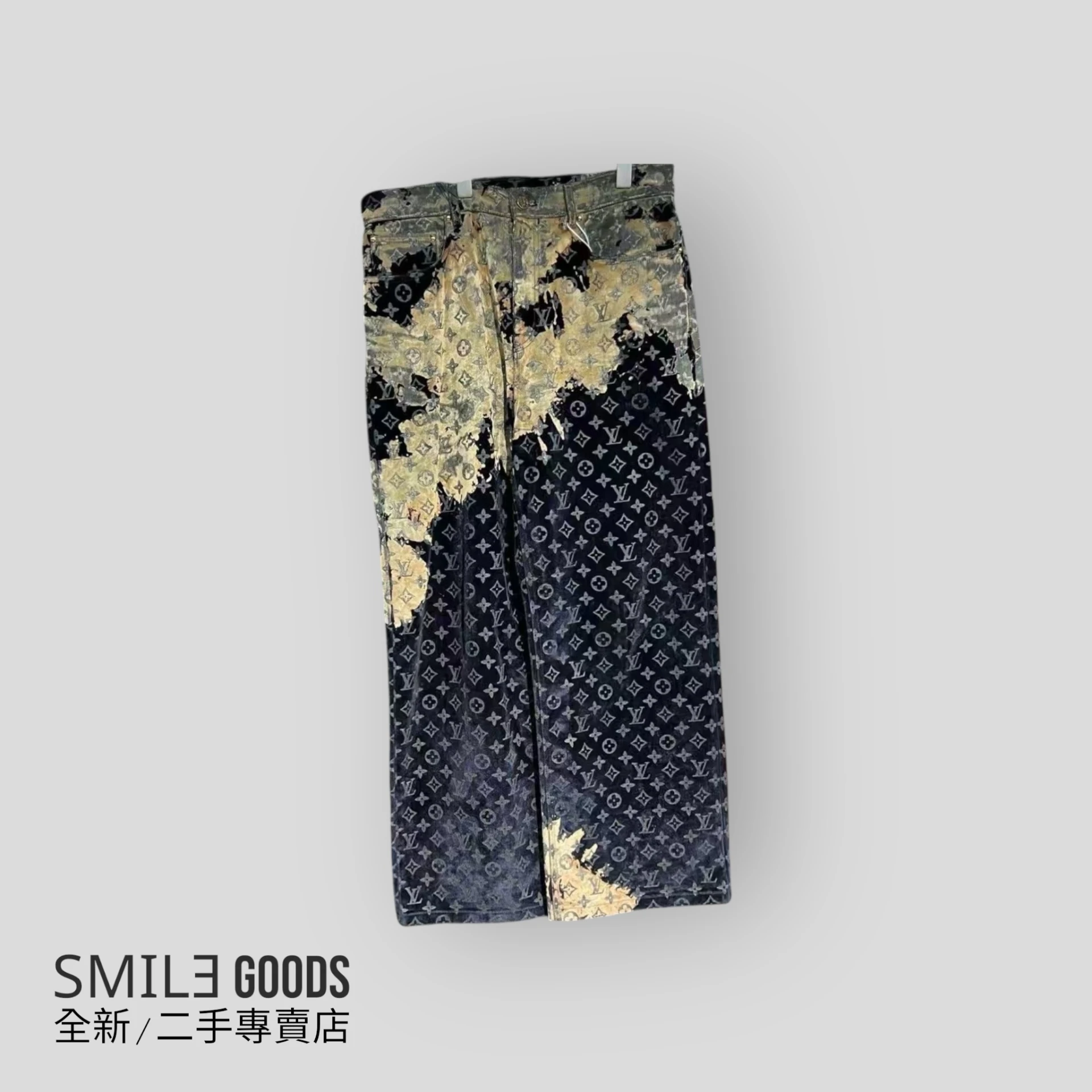 ［SMILE]LOUIS VUITTON 火焰 滿logo植絨牛仔褲