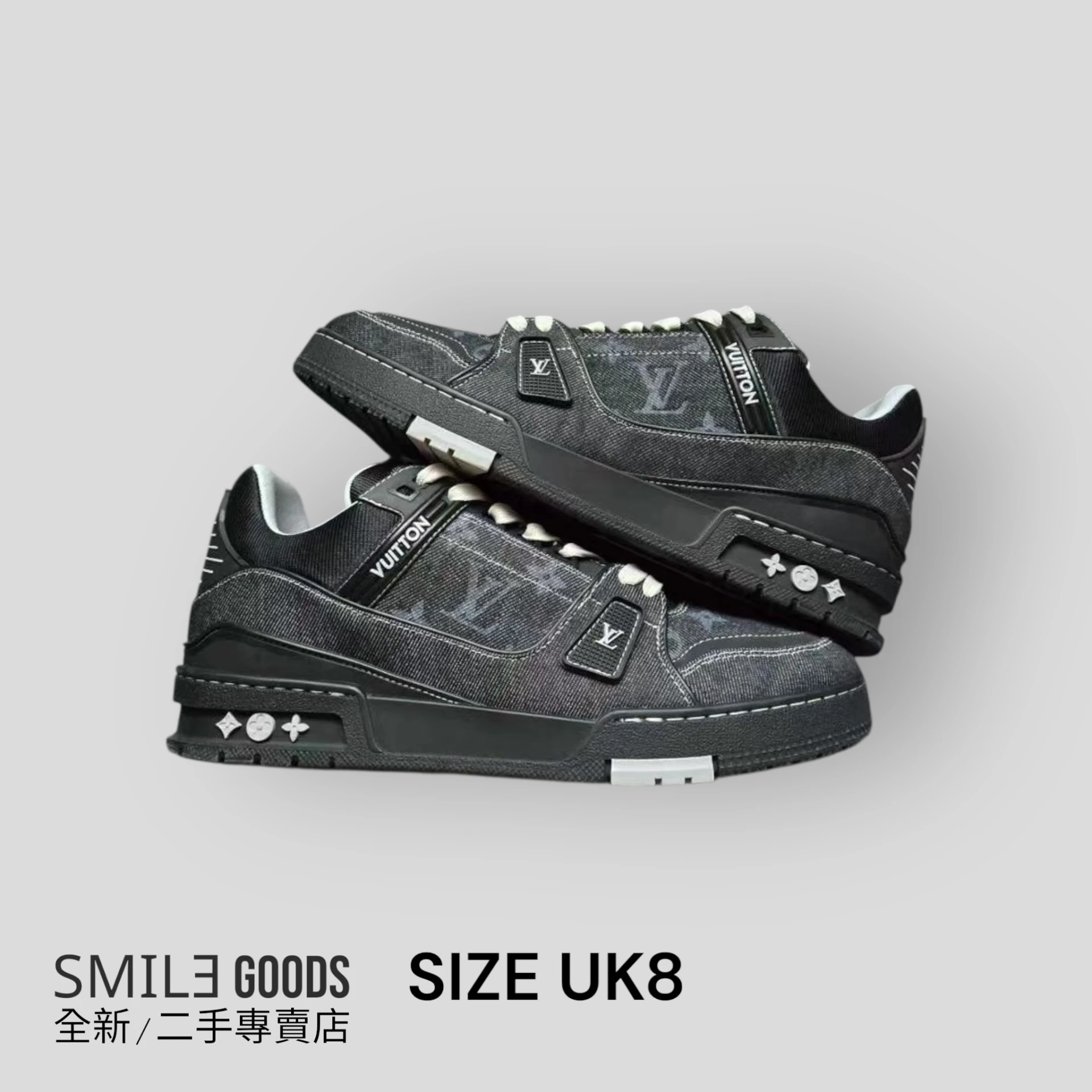 ［SMILE] LOUIS VUITTON LV TRAINER 25新款 黑滿logo 牛仔