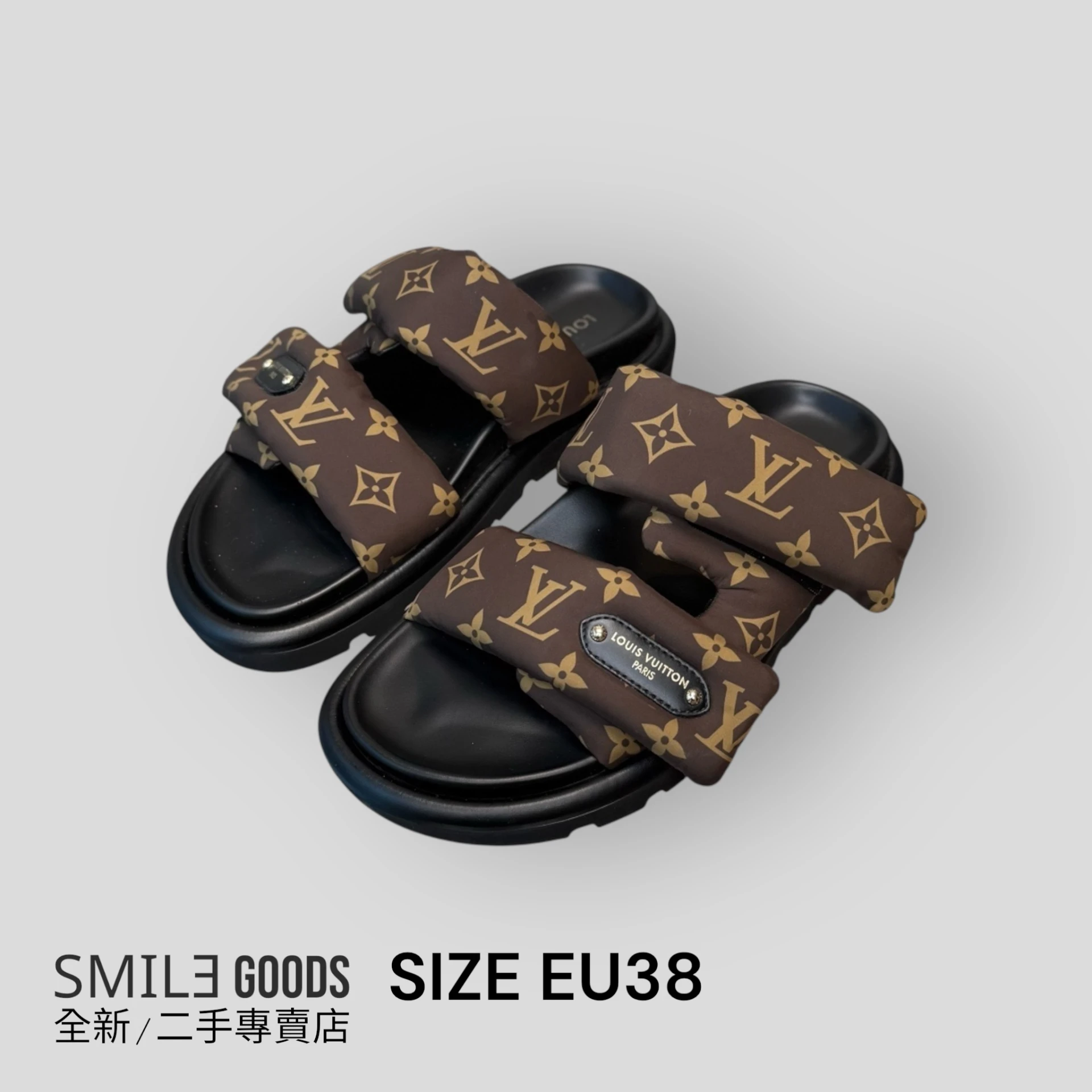 ［SMILE]Louis Vuittion LV 25新款 老花魔鬼氈拖鞋