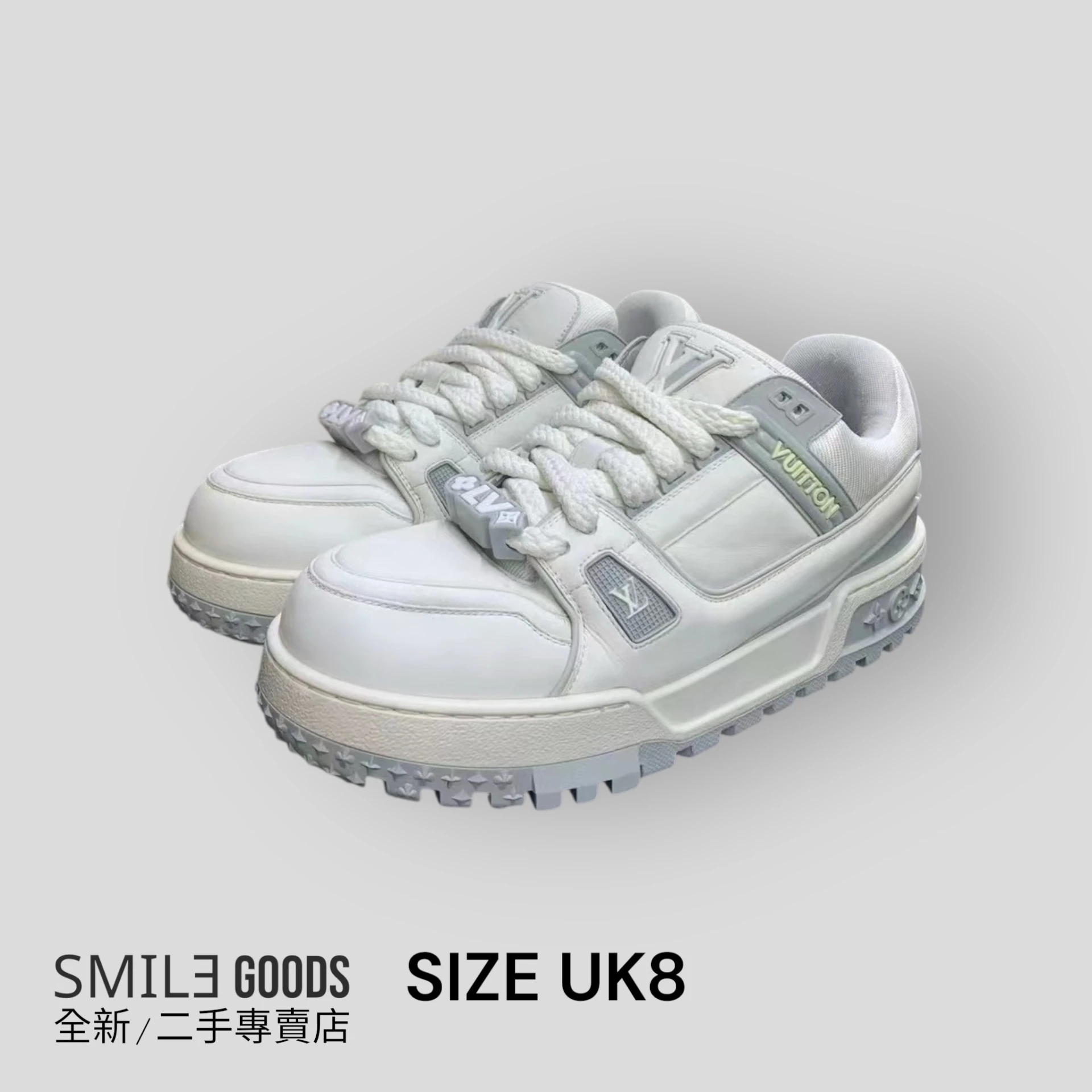 [SMILE]LOUIS VUITTON Trainer Maxi Lv 小胖丁 皮革 灰白胖丁
