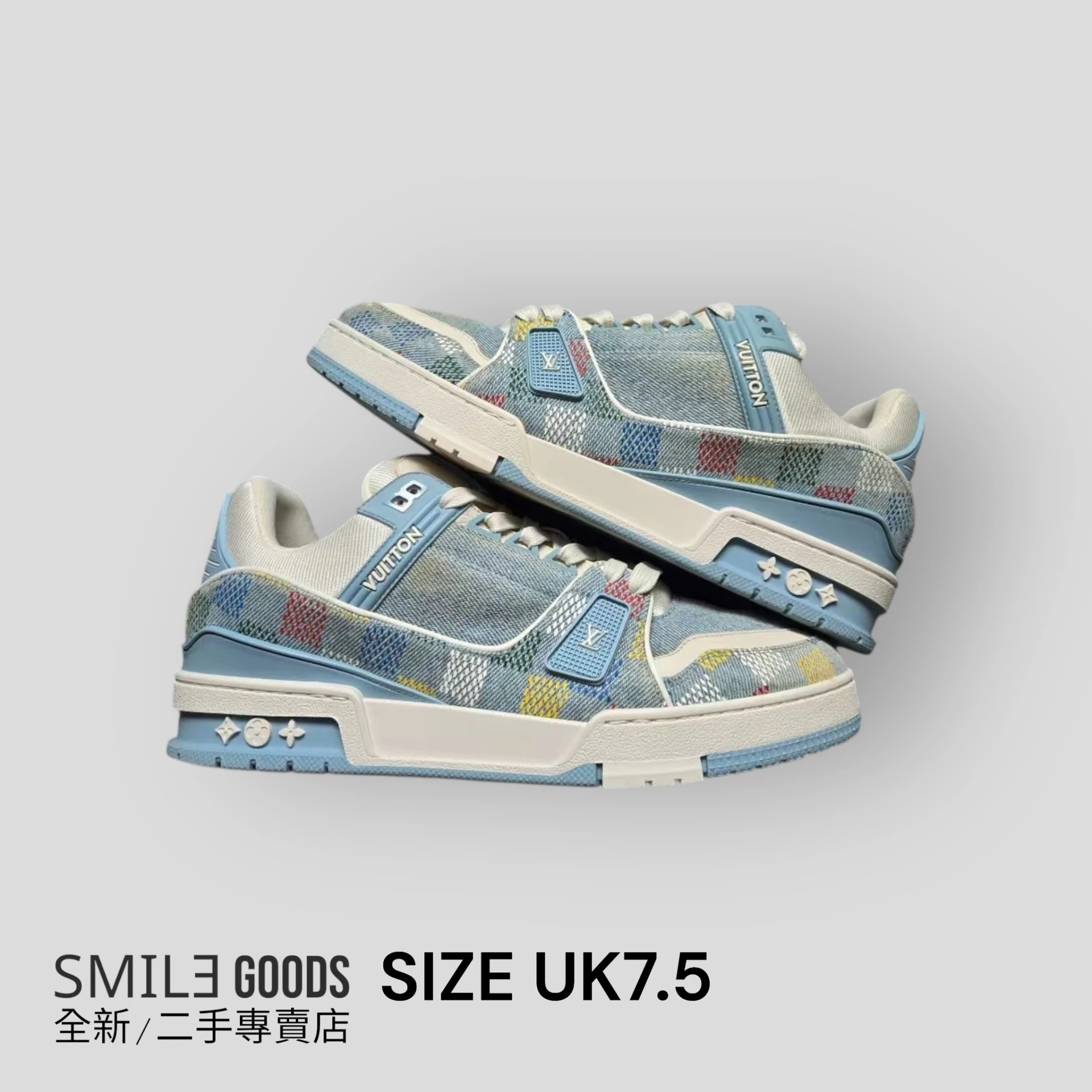 [SMILE] LOUIS VUITTON LV TRAINER 25新款 白藍彩色棋盤格
