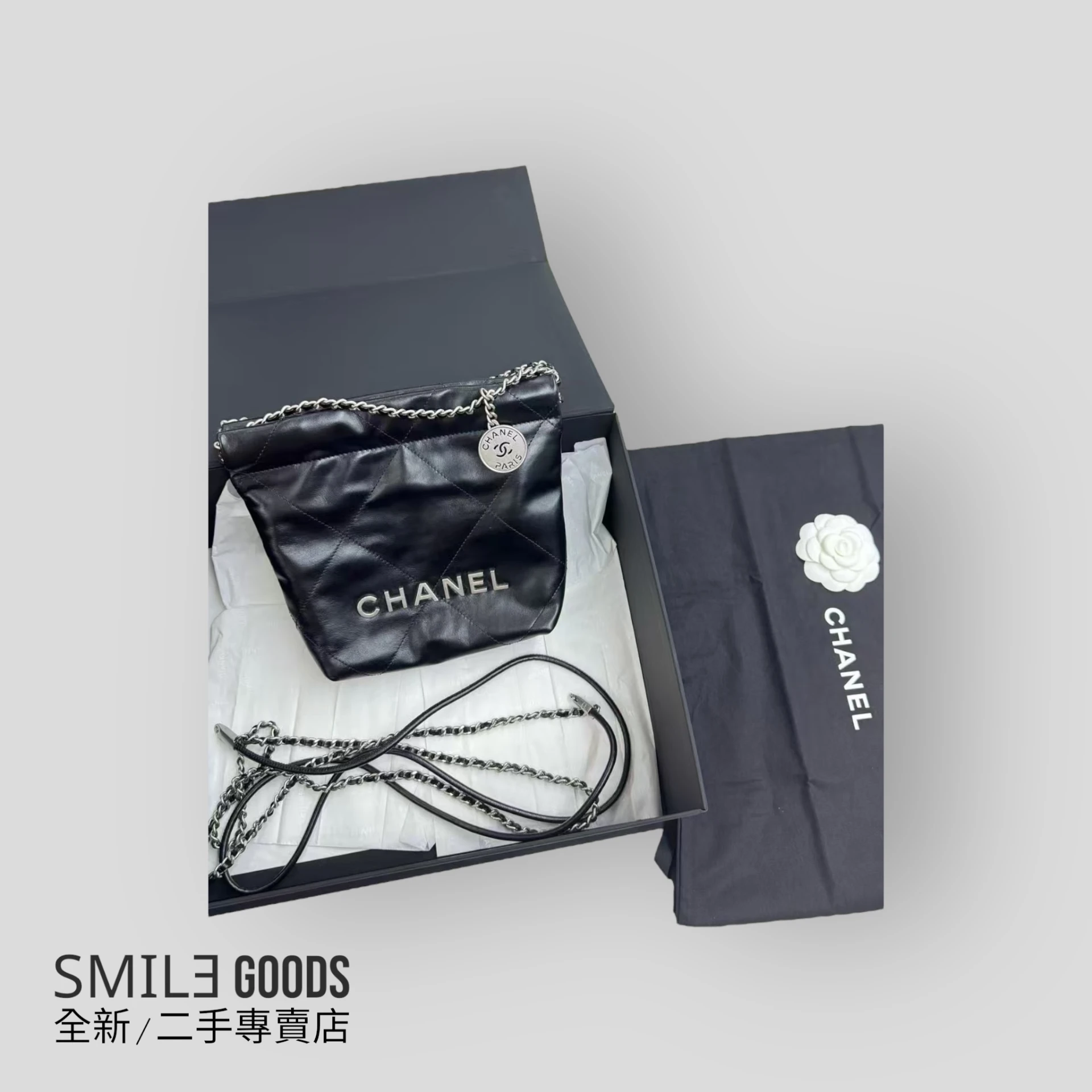 ［SMILE] CHANEL香奈兒 22 bag mini 小牛皮單肩包