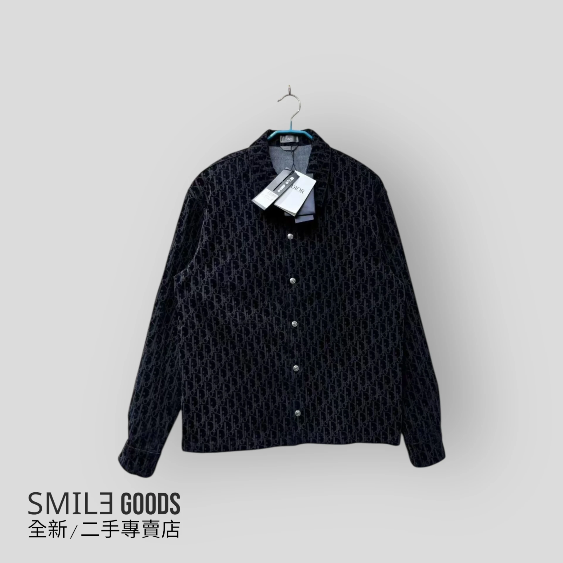 ［SMILE] DIOR 黑色植絨滿logo夾克