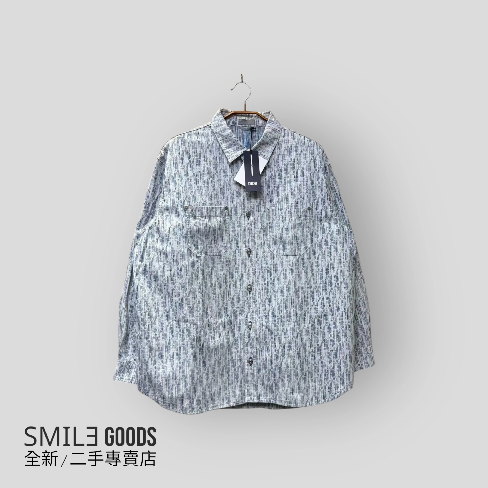 ［SMILE]DIOR 藍色滿logo牛仔襯衫夾克