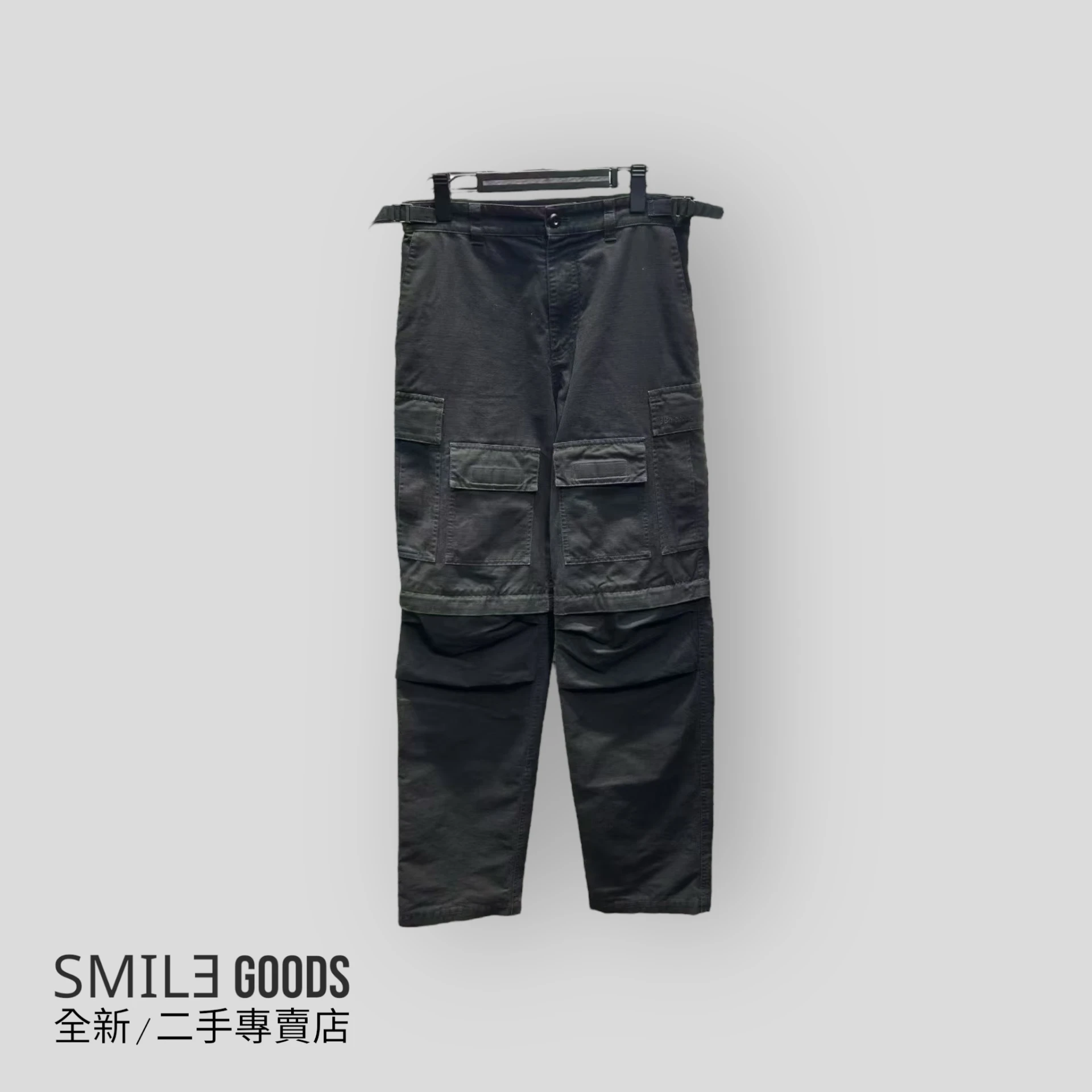 ［SMILE] Balenciaga 爆款 22fw初代 travis Scott演唱會同款 黑色膝蓋可拆卸工裝褲
