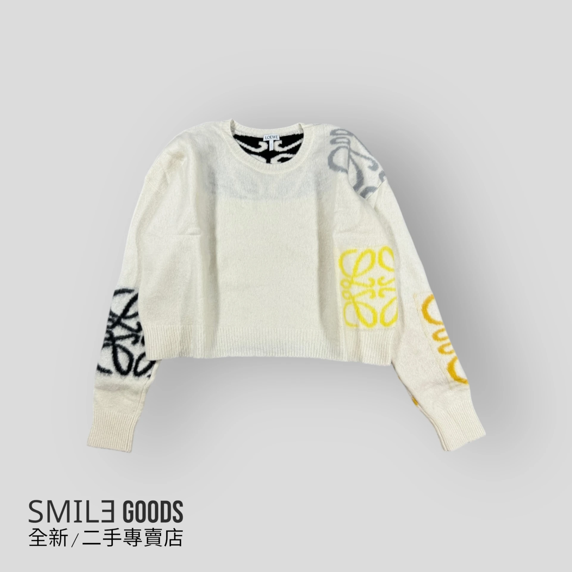 [SMILE]Loewe 白色 多logo 羊毛毛衣