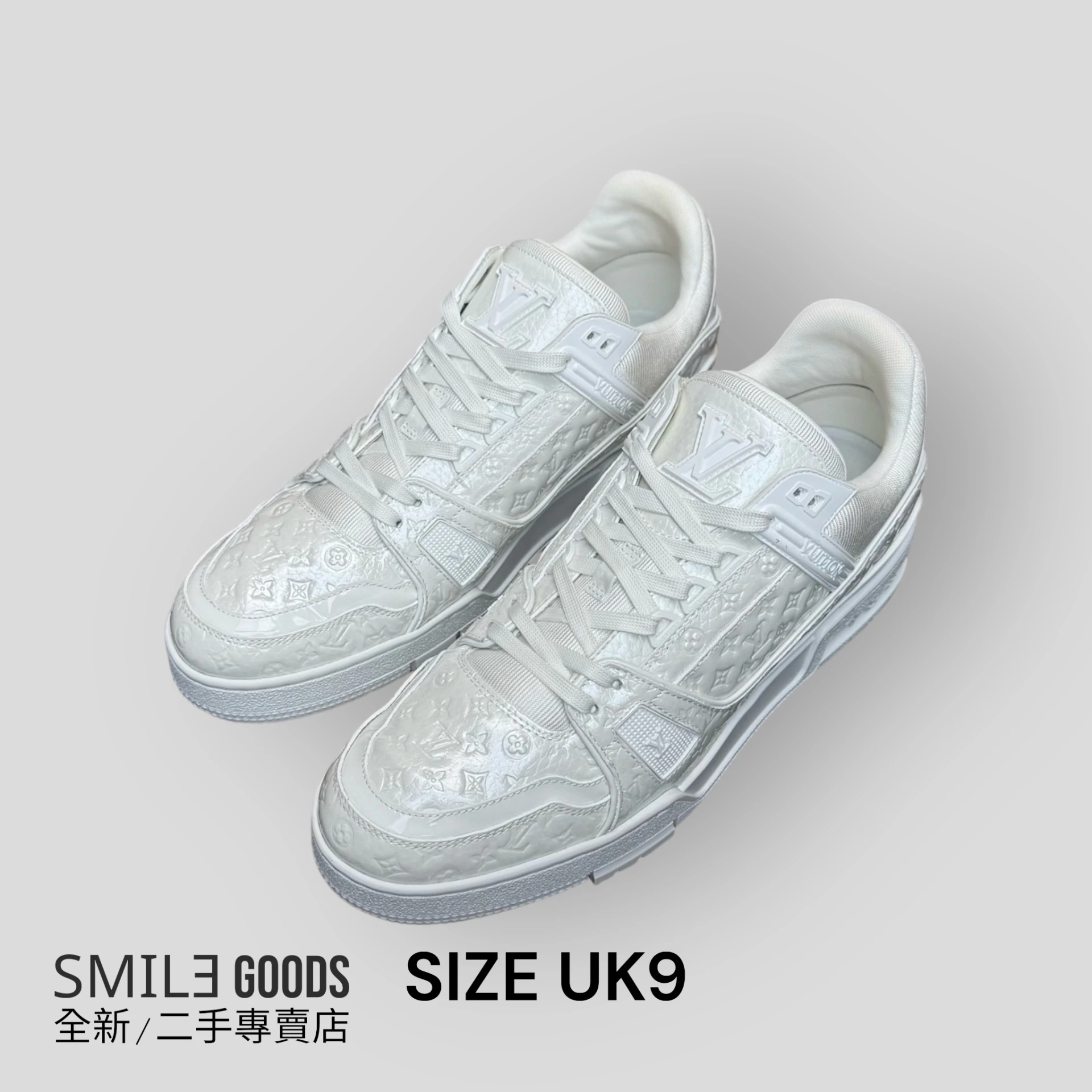 [SMILE]Louis Vuitton LV Trainer 25款白色壓紋老花滿logo運動鞋