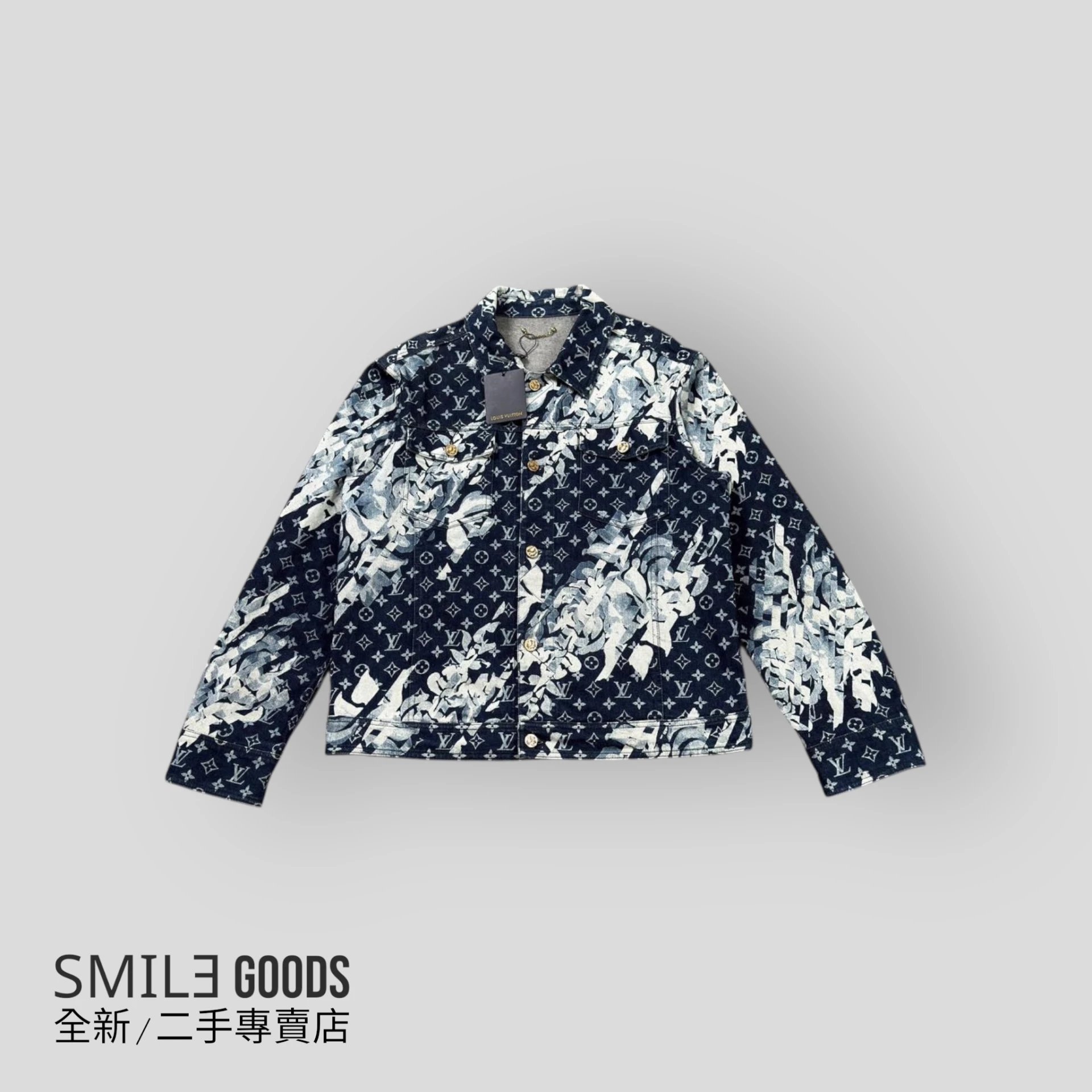 [SMILE]Louis Vuitton lv 24款海草滿logo藍色牛仔外套